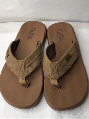 Flojos Men's Tan Brown Padded Flip Flop Sandals Size 8